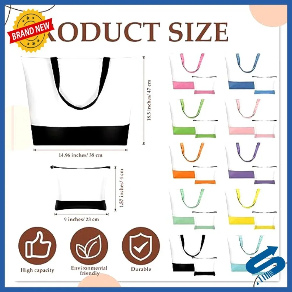 Large Canvas Tote Bags and Makeup Bags Set Reusable Grocery Luggage DIY